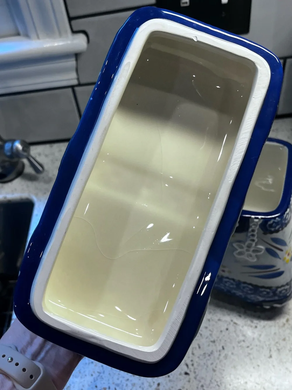 Temptations by Tara Blue White Ceramic Purse Handbag Cookie Jar